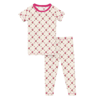 KicKee Pants Girl's Print Short Sleeve Pajama Set - Natural Rose Trellis