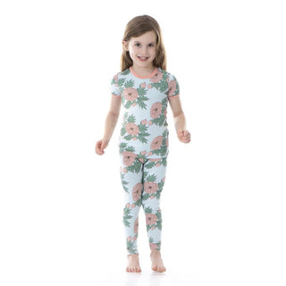 KicKee Pants Girls Print Short Sleeve Pajama Set - Spring Sky Floral