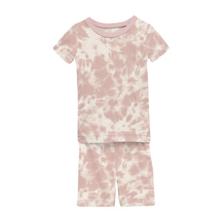 KicKee Pants Girl's Print Short Sleeve Pajama Set with Shorts - Baby Rose Tie Dye