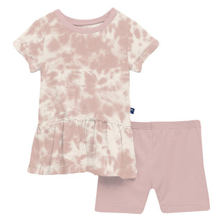 KicKee Pants Girl's Print Short Sleeve Playtime Outfit Set - Baby Rose Tie Dye