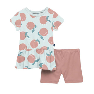 KicKee Pants Girls Print Short Sleeve Playtime Outfit Set - Fresh Air Peaches
