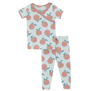 KicKee Pants Girls Print Short Sleeve Scallop Kimono Pajama Set - Fresh Air Peaches