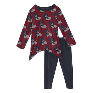 KicKee Pants Girls Print Side-Tailed Tee and Legging Outfit Set - Wild Strawberry Dog Ate My Homework