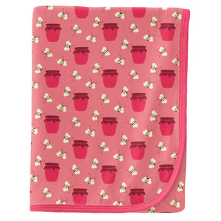 KicKee Pants Girls Print Swaddling Blanket, Strawberry Bees and Jam - One Size