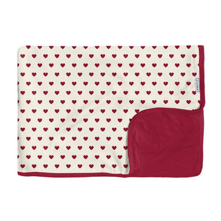 KicKee Pants Girls Print Toddler Blanket, Natural Hearts - One Size