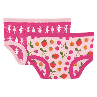 KicKee Pants Girl's Print Training Pants (Set of 2) - Calypso Ballerina & Lotus Berries