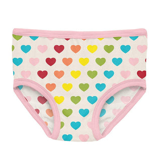 Girl's Print Bamboo Underwear - Rainbow Hearts Toddler Underwear