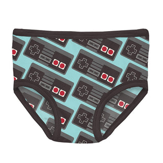 KicKee Pants Girl's Print Underwear (Set of 3) - Awesome Stripe, Midnight & Summer Sky Retro Game Controller