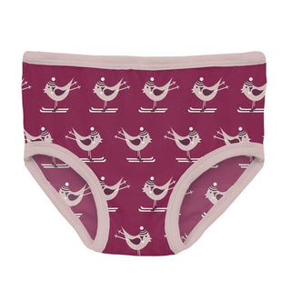 KicKee Pants Girl's Print Underwear (Set of 3) - Midnight Foil Constellations, Natural & Berry Ski Birds