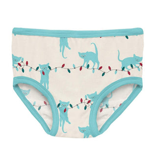 KicKee Pants Girls Print Underwear Set of 3 - Natural Tangled Kittens, Iceberg and Anniversary Bobsled Stripe WCA22