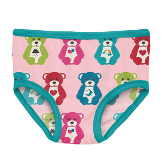 KicKee Pants Girl's Print Underwear (Set of 3) - Summer Sky Mini Fruit, Lotus & Lotus Happy Teddy