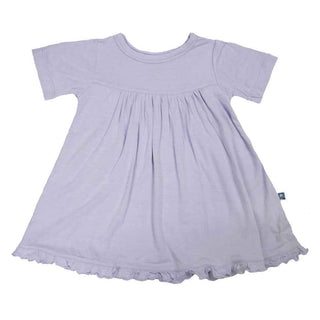 KicKee Pants Girl's Basic Solid Short Sleeve Swing Dress, Lilac