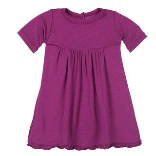 KicKee Pants Girls Short Sleeve Swing Dress with Keyhole Button Closure, Orchid