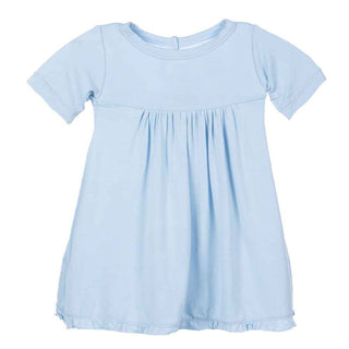 KicKee Pants Girl's Basic Solid Short Sleeve Swing Dress, Pond