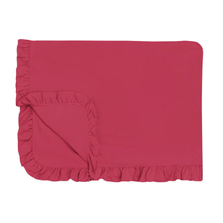 KicKee Pants Girl's Solid Bamboo Ruffle Toddler Blanket - Cherry Pie
