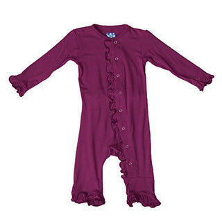 KicKee Pants Girl's Solid Basic Classic Ruffle Coverall with Snaps - Orchid