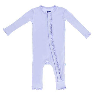 KicKee Pants Girl's Solid Basic Muffin Ruffle Coverall with Snaps - Lilac