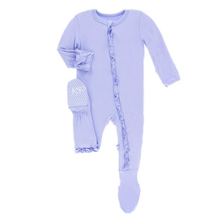 KicKee Pants Girl's Solid Classic Ruffle Footie with 2-Way Zipper - Lilac