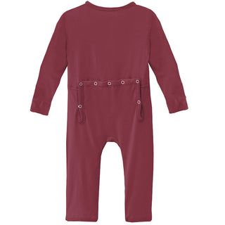 KicKee Pants Girls Solid Coverall with Zipper - Wild Strawberry