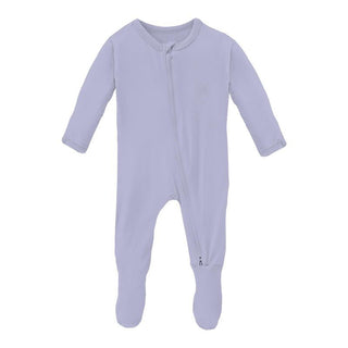 KicKee Pants Girl's Solid Footie with 2-Way Zipper - Lilac