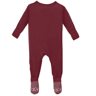 KicKee Pants Girls Solid Footie with Snaps - Wild Strawberry