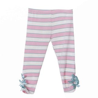 KicKee Pants Girls Solid Legging with Bows, Girl Musical Stripe