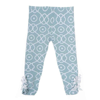 KicKee Pants Girls Solid Legging with Bows, Jade Symphony
