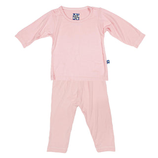 KicKee Pants Girls Solid Long Sleeve Pajama Set - Lotus