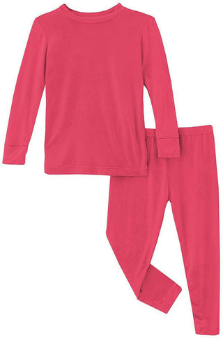 KicKee Pants Girls Solid Long Sleeve Pajama Set - Taffy