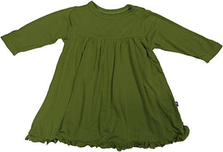 KicKee Pants Girl's Solid Long Sleeve Swing Dress - Moss
