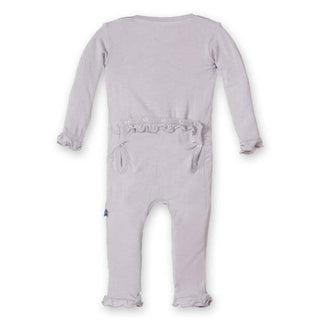 KicKee Pants Girls Solid Muffin Ruffle Coverall - Feather
