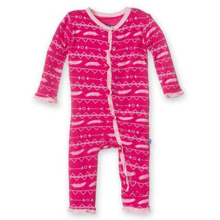 KicKee Pants Girls Solid Muffin Ruffle Coverall - Prickly Pear Southwest