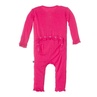 KicKee Pants Girls Solid Muffin Ruffle Coverall - Prickly Pear