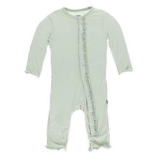 KicKee Pants Girl's Solid Muffin Ruffle Coverall with Snaps - Aloe