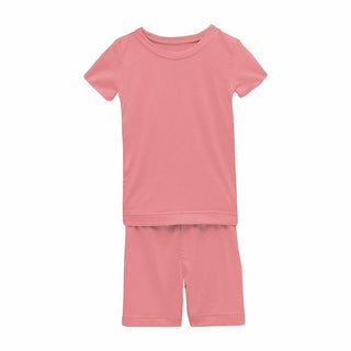 KicKee Pants Girls Solid Short Sleeve Pajama Set with Shorts - Strawberry TBD22
