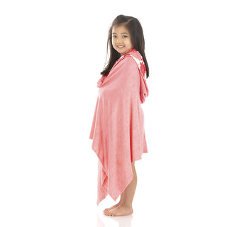 KicKee Pants Girls Solid Terry Hooded Towel with Lined Hood, Strawberry - One Size