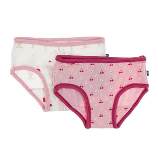 KicKee Pants Girls Underwear Set - Natural Ice Cream Shop and Lotus Cherries and Blossoms