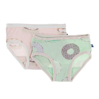 KicKee Pants Girls Underwear Set - Pistachio Donuts and Macaroon Dim Dun