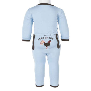 KicKee Pants Holiday Fitted Applique Coverall - Pond Year of the Rooster