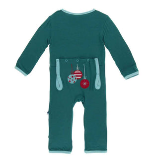 KicKee Pants Holiday Layette Applique Coverall - Cedar Ornaments
