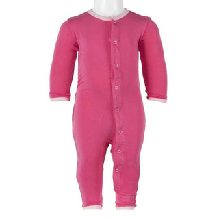 KicKee Pants Holiday Layette Applique Coverall - Winter Rose Penguin