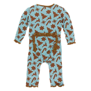 KicKee Pants Holiday Print Muffin Ruffle Coverall with Snaps - Christmas Cookies