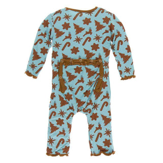 KicKee Pants Holiday Print Muffin Ruffle Coverall with Zipper - Christmas Cookies