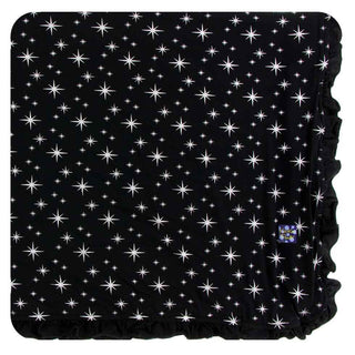 KicKee Pants Holiday Ruffle Toddler Blanket - Silver Bright Stars, One Size