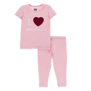 KicKee Pants Holiday Short Sleeve Applique Pajama Set, Lotus I Love Grandma