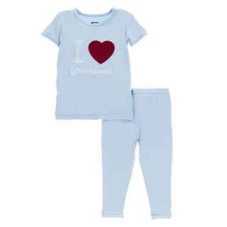 KicKee Pants Holiday Short Sleeve Applique Pajama Set, Pond I Love Grandma