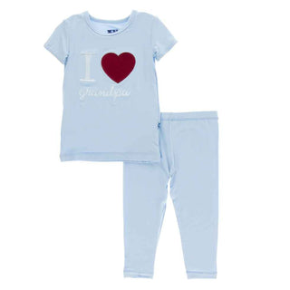 KicKee Pants Holiday Short Sleeve Applique Pajama Set, Pond I Love Grandpa