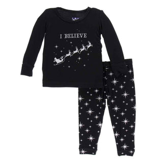 Holiday Bamboo Long Sleeve Pajama Set, Silver Bright Stars Baby & Toddler Sleepwear