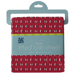 KicKee Pants Infant Print Fitted Crib Sheet, Crimson Penguins - One Size