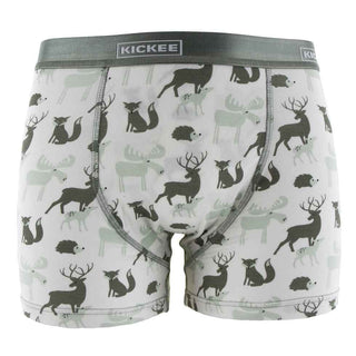 KicKee Men's Print Boxer Brief - Natural Forest Animals KicKee Pants Size: S
